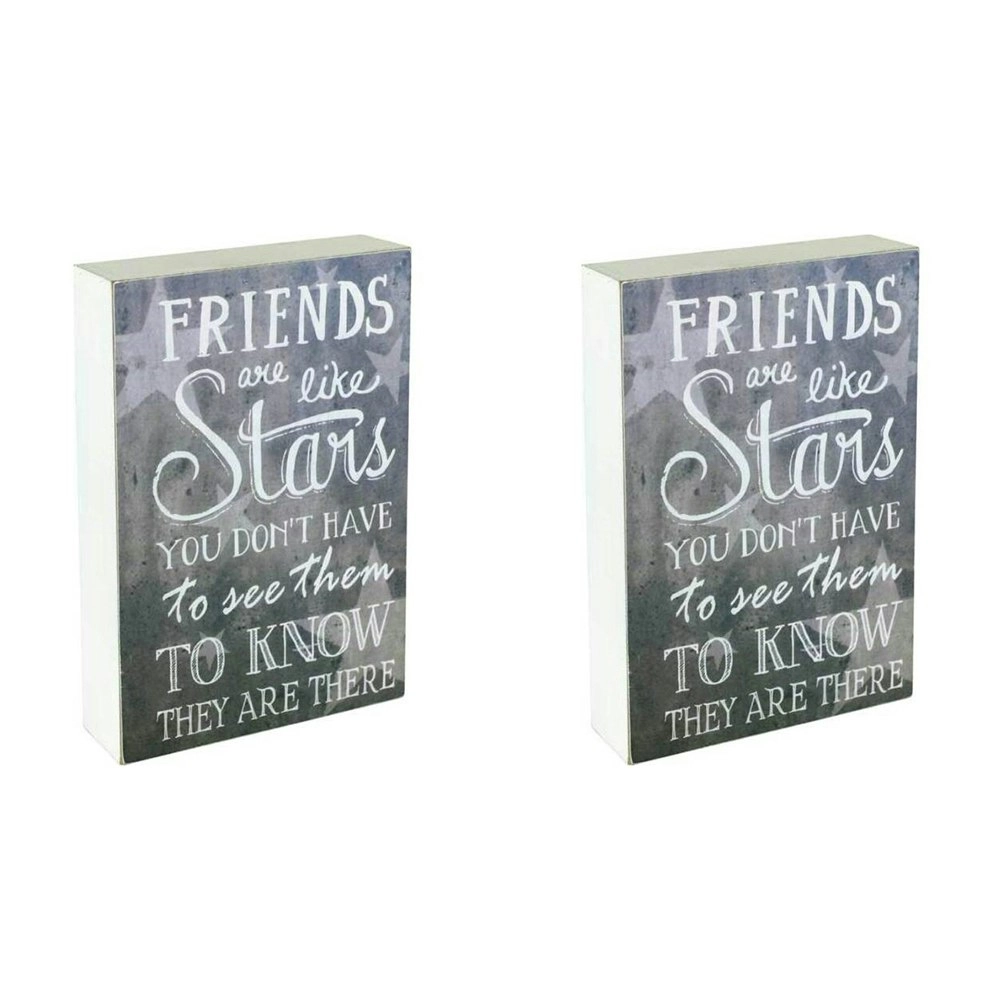 2x MDF 20cm Friends Stars Standing Sign Home/Bedroom Decorative Signage Plaque