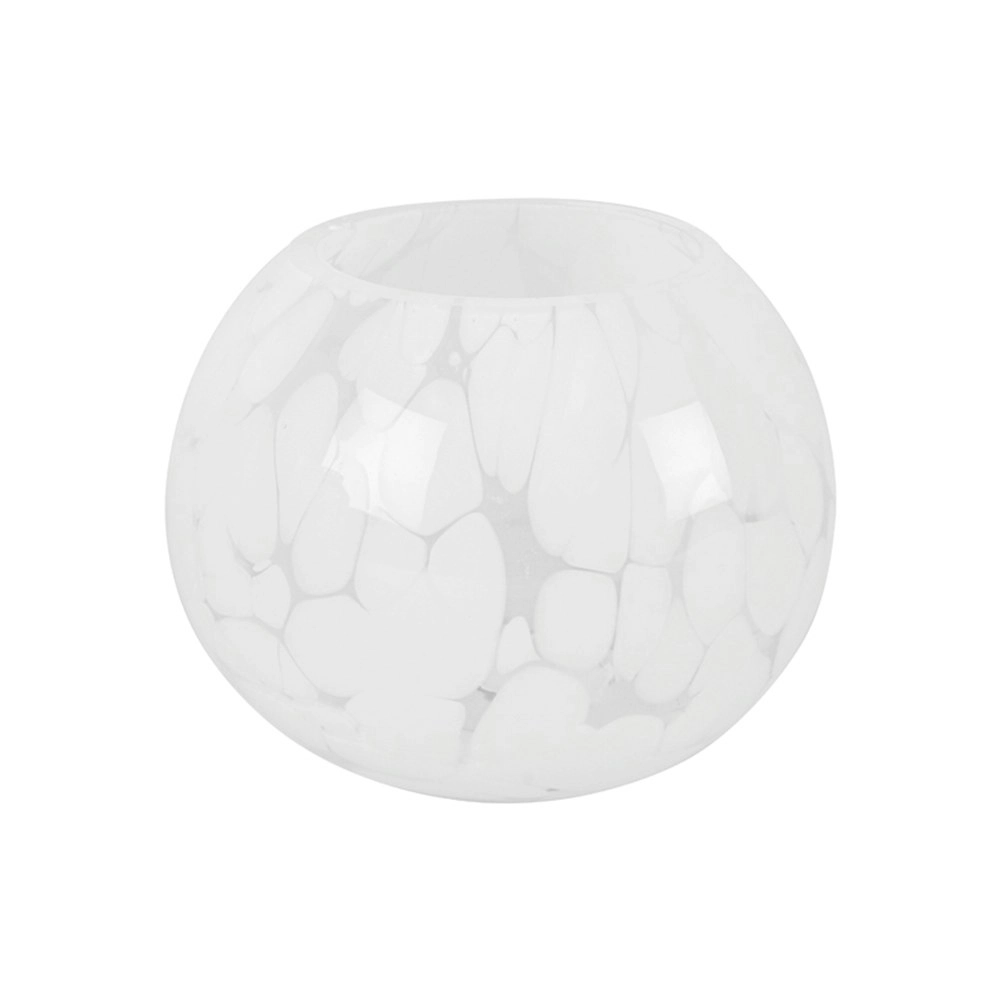 Maine & Crawford Mia Marble 12x10cm Round Glass Flower Vase Home Decor White