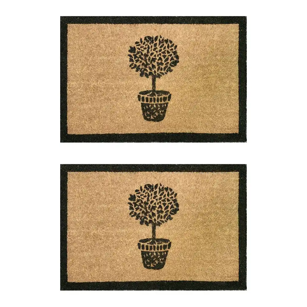 2PK Solemate Latex Bk Coir Topiary 40x60cm Stylish Durable Outdoor Front Doormat