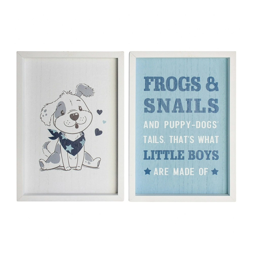 2pc Decorative MDF 20x28cm Little Boys Wall Hanging Sign Home Room Decor Set