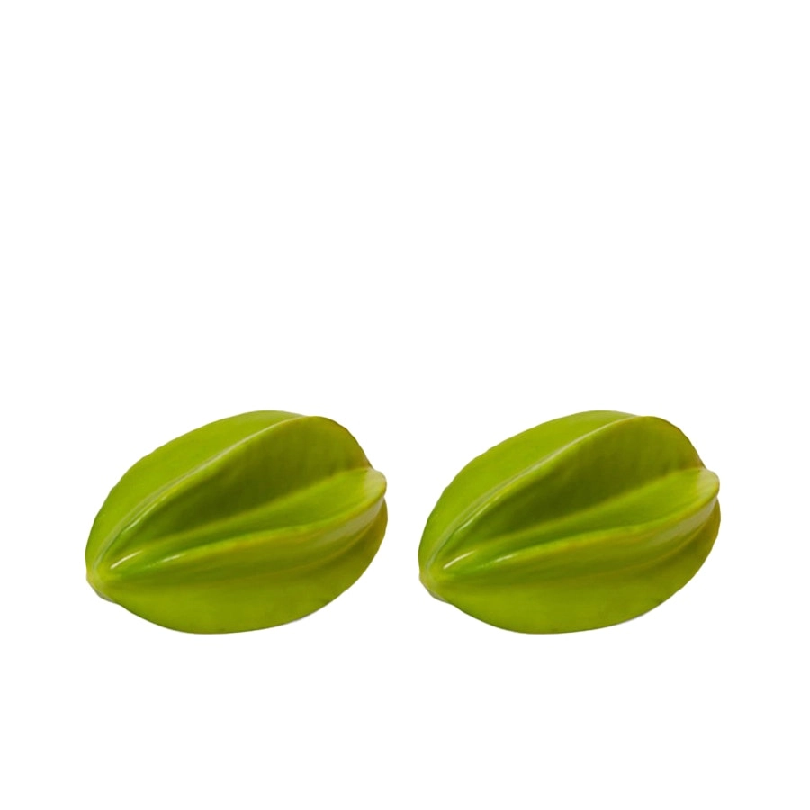 2x E Style 14cm Plastic Star Fruit Fruit Ornament Tabletop Display Green