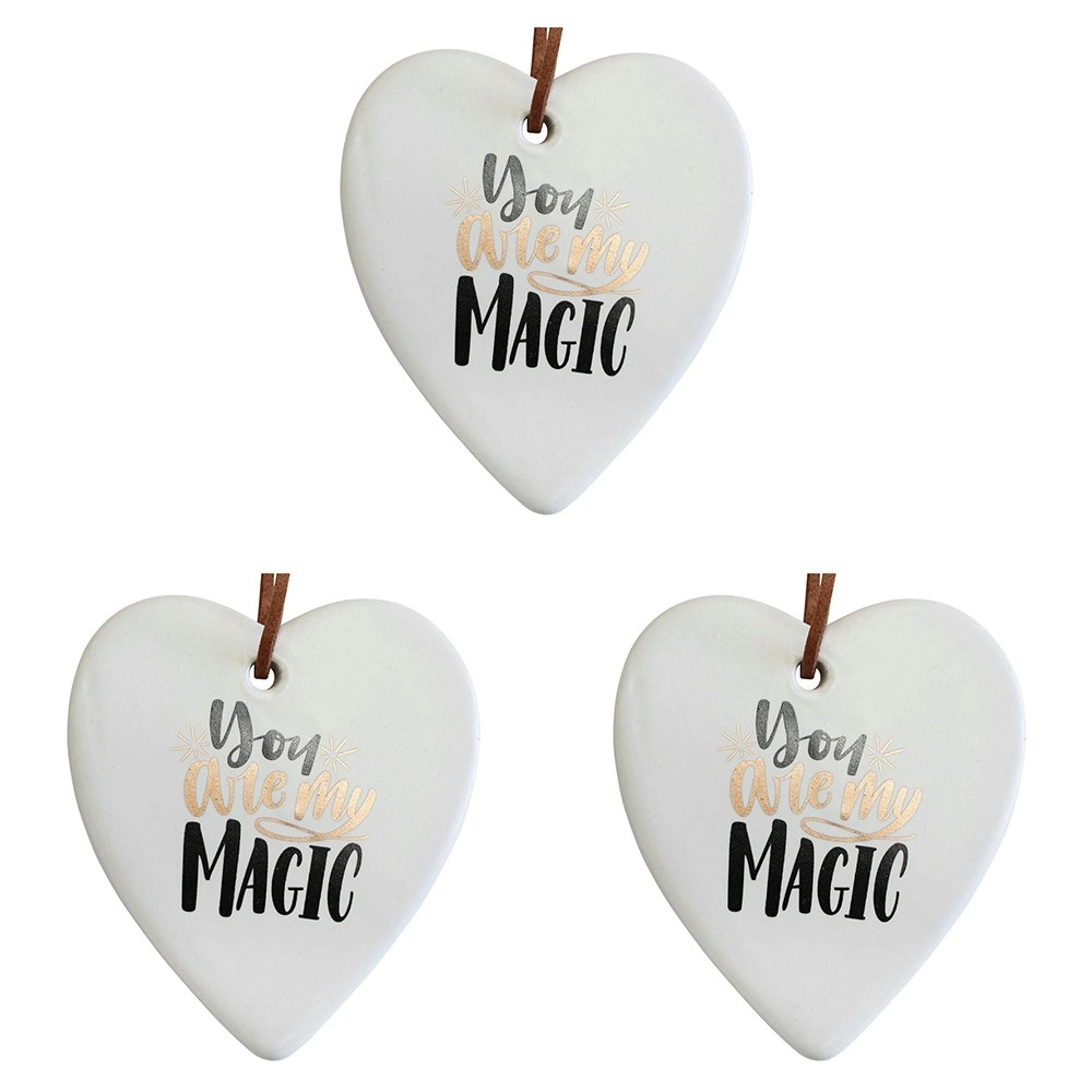 3x Ceramic Hanging 8x9cm Heart My Magic w/Hanger Ornament Home/Office Room Decor