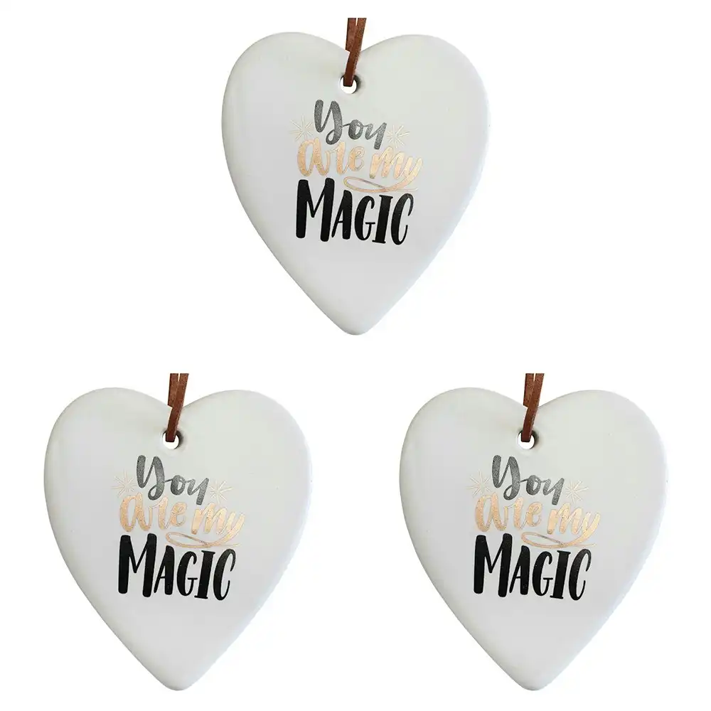 3x Ceramic Hanging 8x9cm Heart My Magic w/Hanger Ornament Home/Office Room Decor