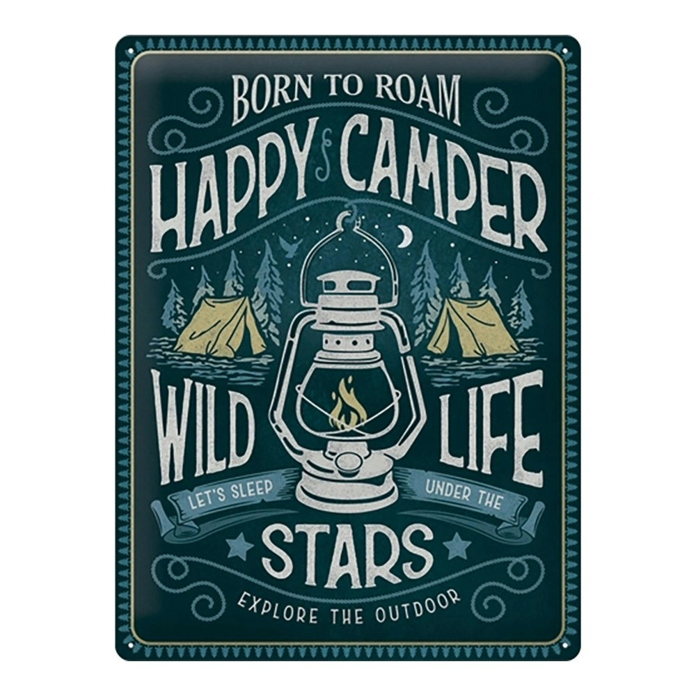 Nostalgic Art Large Metal Sign Happy Camper Home/Office Wall Decor 30x40cm