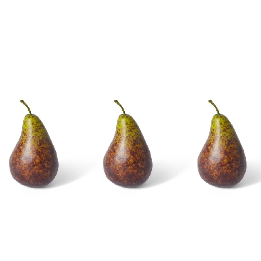 3x E Style 13cm Plastic Pear Bartlet Fruit Ornament Tabletop Decor Brown