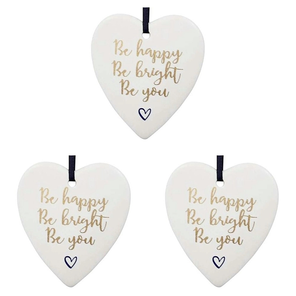 3x Ceramic Hanging 8x9cm Heart Be You w/ Hanger Ornament Home/Office Room Decor