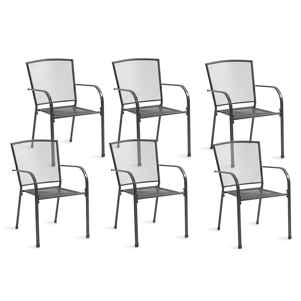 Fortia 6pc Outdoor Dining Chair Set, for Outside with E-coating