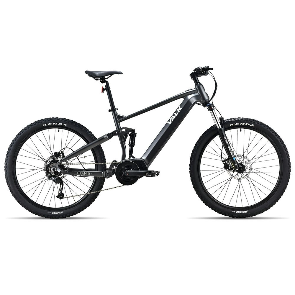 Valk Titan 9+ Electric Mid Drive Dual Suspension Mountain Bike eMTB, Large Frame, Dark Grey