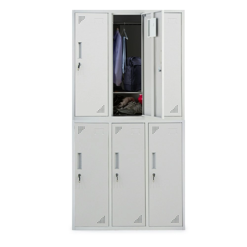 Fortia 6 Door Metal Storage Cabinet Lockers for Gym Office - Grey