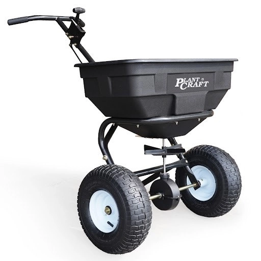 PlantCraft Walk Behind Broadcast Spreader 56kg 60L Seed Lawn Fertiliser