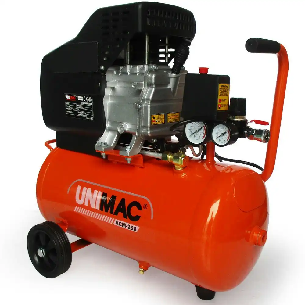 Unimac Portable Electric Air Compressor, 24L 2HP Direct Drive, Includes 5pc Air Tool Kit