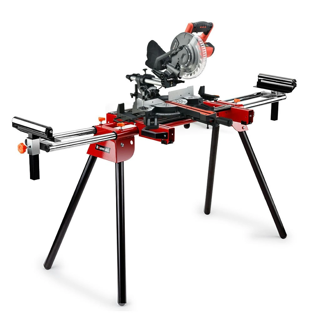 Baumr-AG 210mm Sliding Compound Mitre Drop Saw and Adjustable Stand Combo