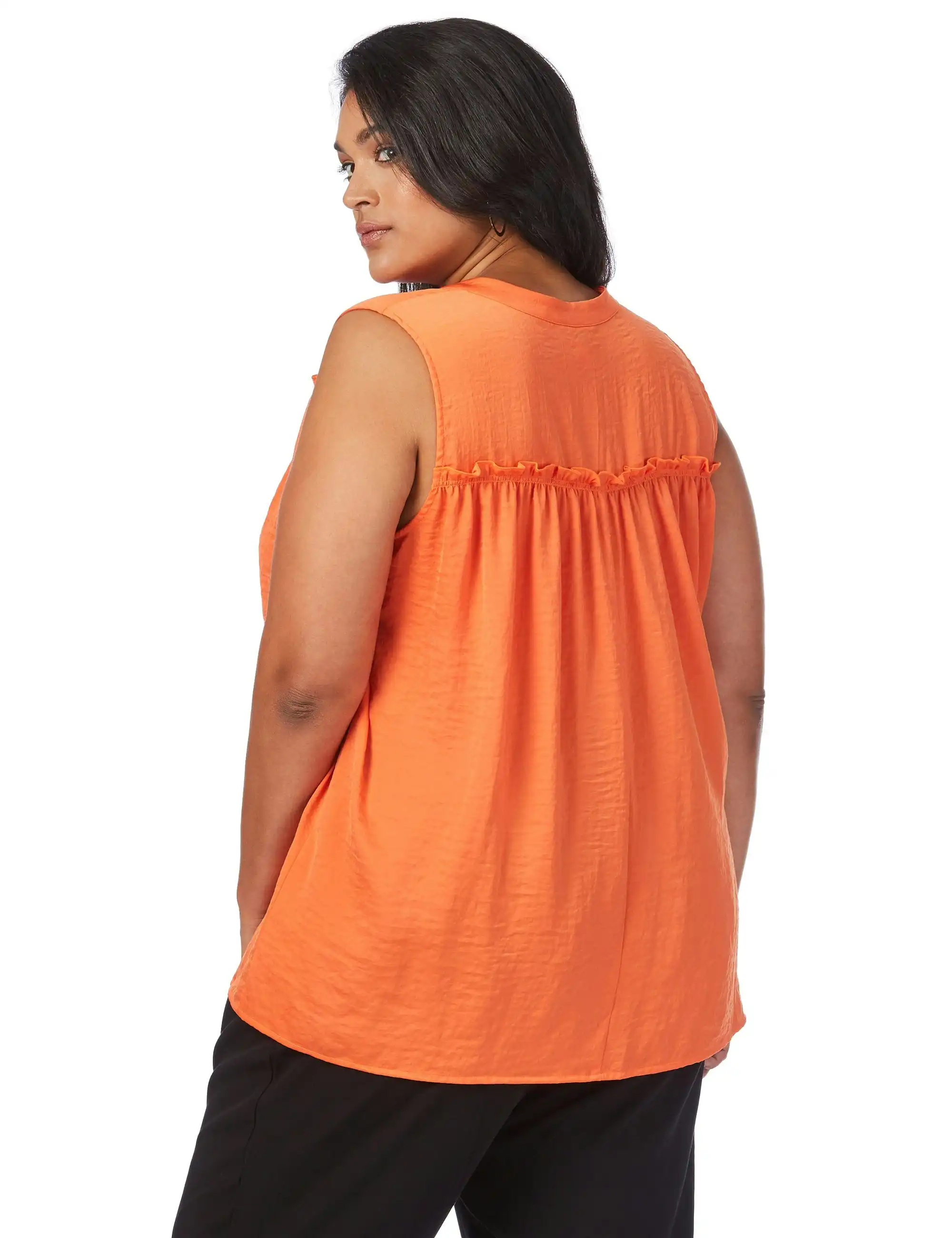 beme Sleeveless Hammered Satin Top (Flame)