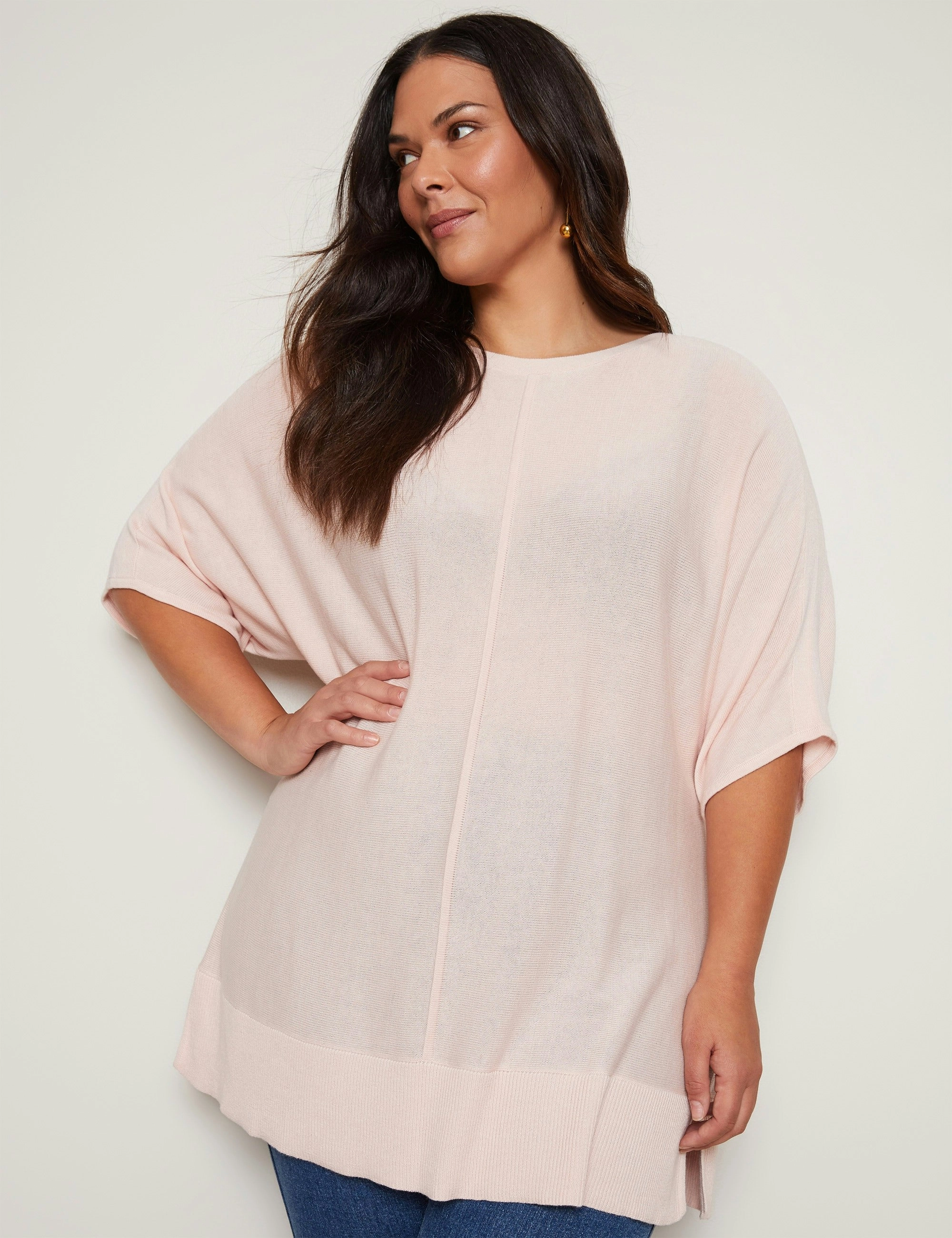 Autograph Knitwear Seamed Front Jumper (Soft Pink)