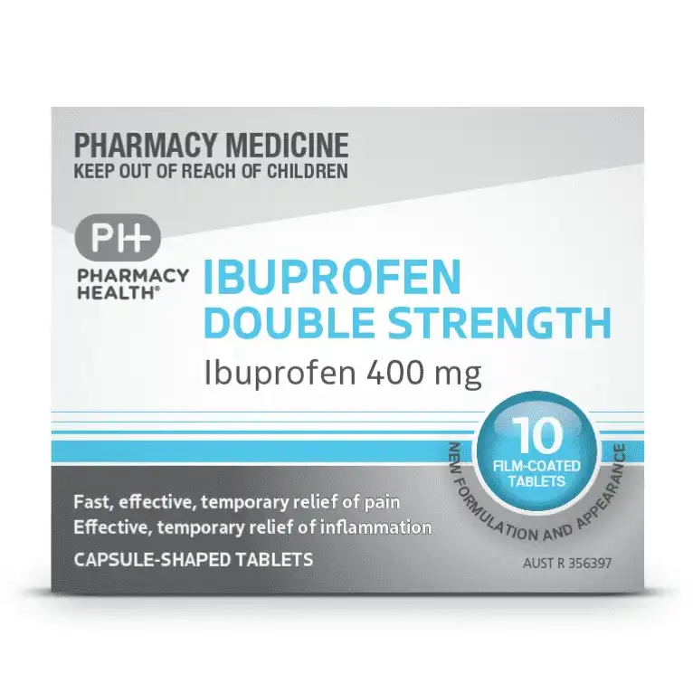 Pharmacy Health IBUPROFEN 400MG DOUBLE STRENGTH 10 TAB