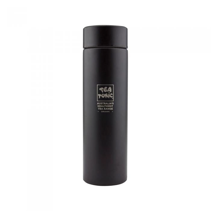 Tea Tonic Thermal Drink Bottle (Double Wall Stainless Steel + Infuser Basket) Black 450ml