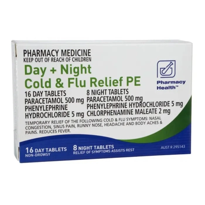 Pharmacy Health Day + Night Cold & Flu Pe 24 Tablets