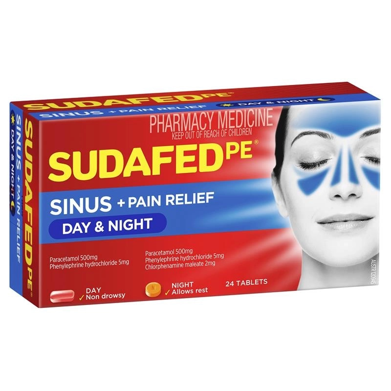 SUDAFED PE Sinus + Pain Relief Day & Night 24 Tabs