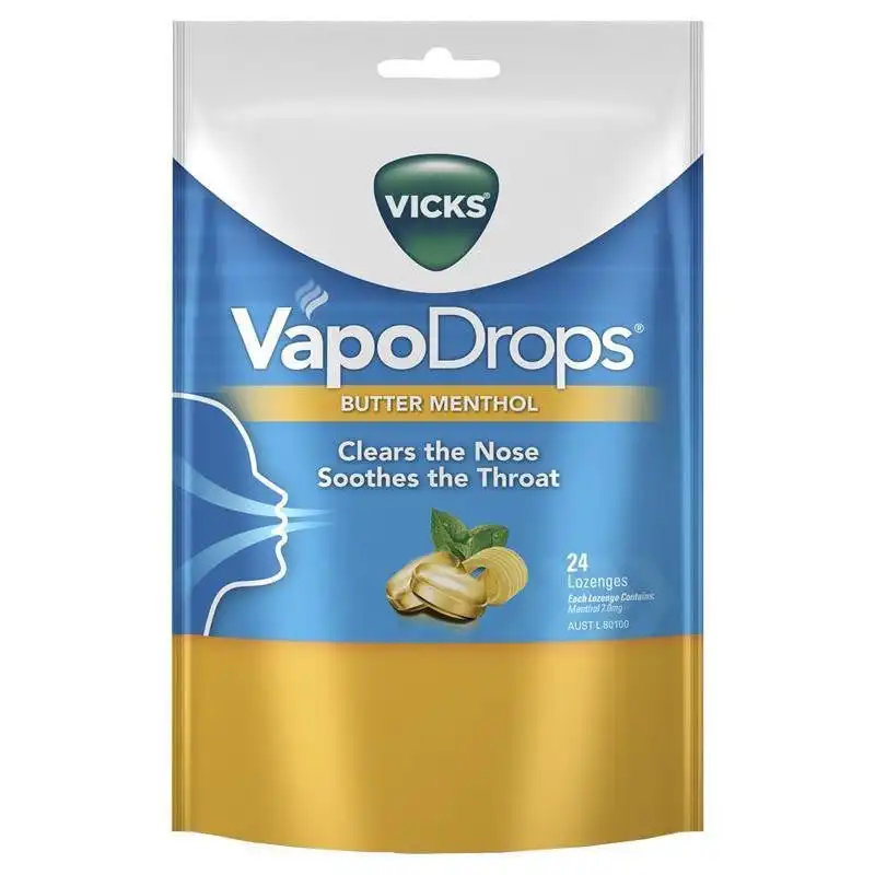 Vicks VapoDrops Butter Menthol Lozenges 24 Pack