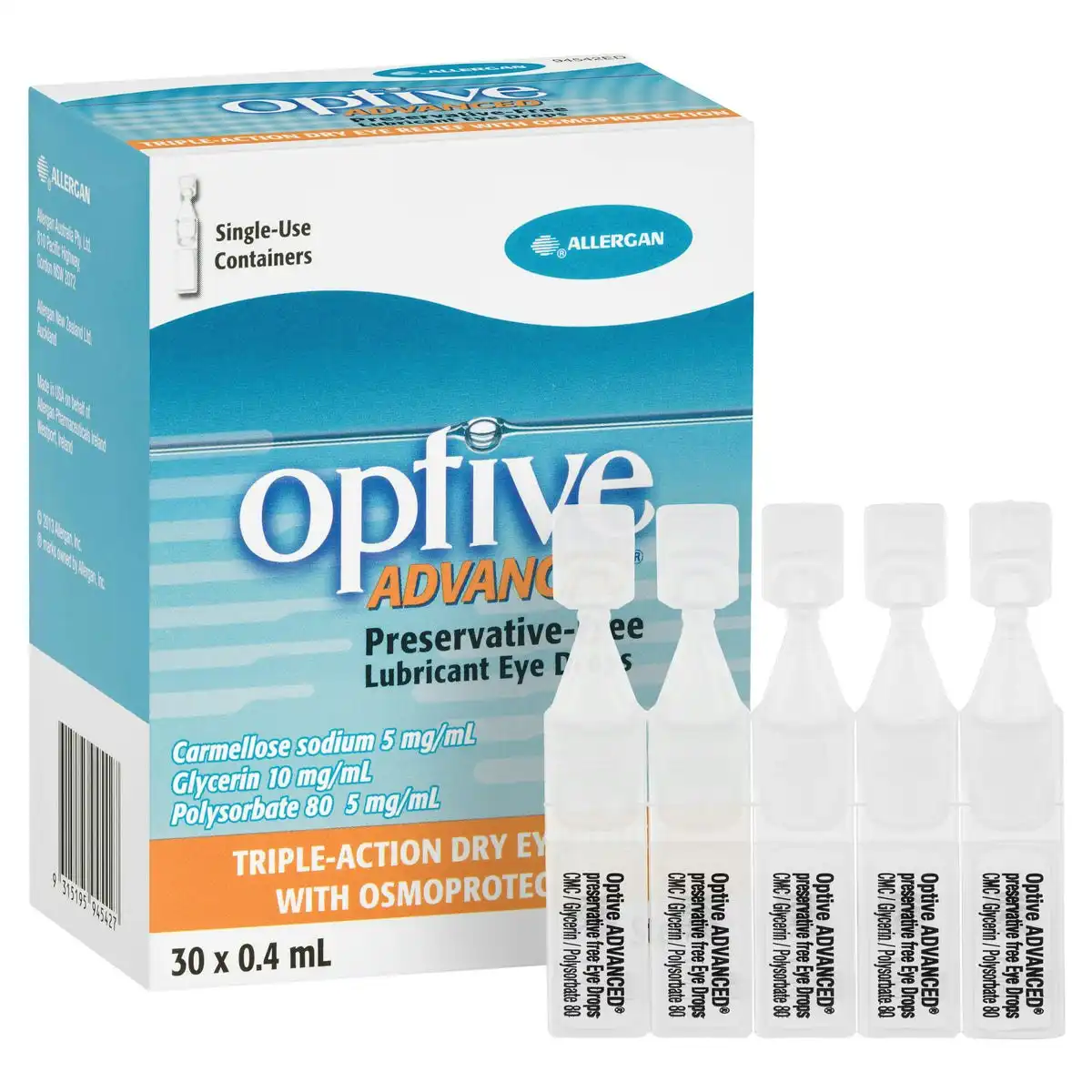 OPTIVE Advanced Lubricant Eye Drops 0.4ml X 30 Vials