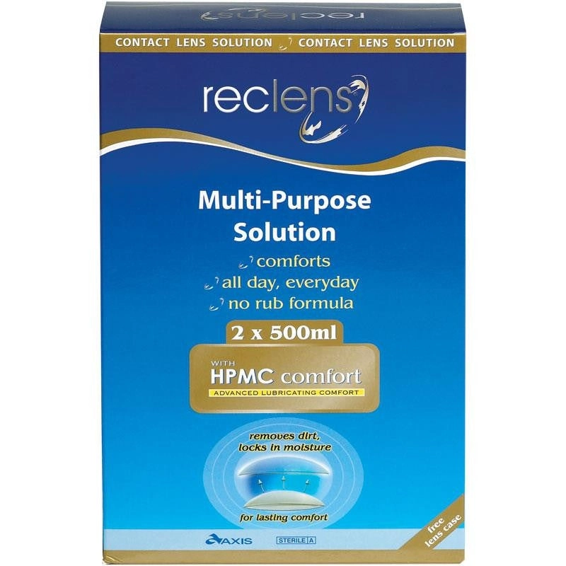 RECLENS Multi Purpose Solution 2 X 500ml (With Lens Case)