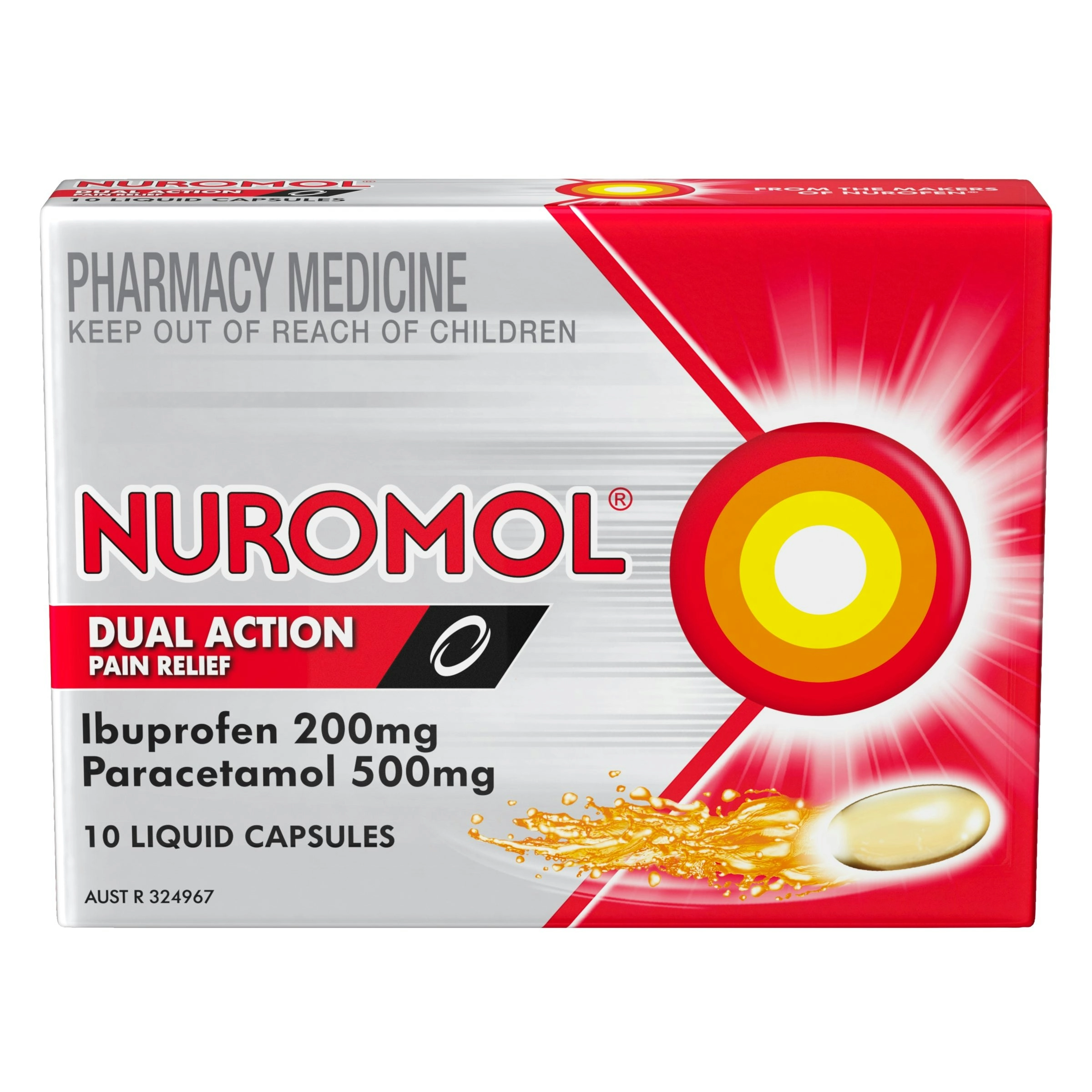 NUROMOL Dual Action Pain Relief Capsules 10