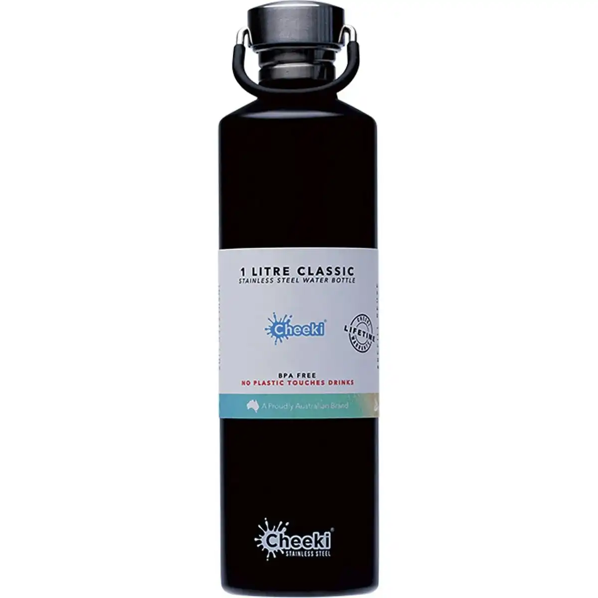 Cheeki Stainless Steel Bottle Matte Black 1L