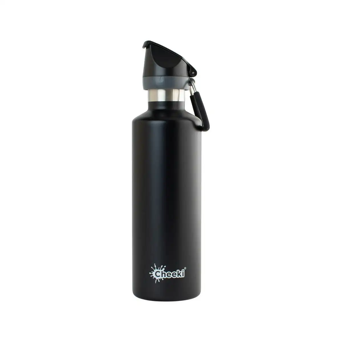 Cheeki Stainless Steel Bottle Insulated - Matte Black Sports Lid 600ml