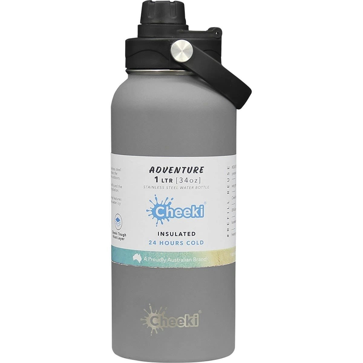 Cheeki Stainless Steel Bottle - Adventure Insulated - Slate 1 Litre