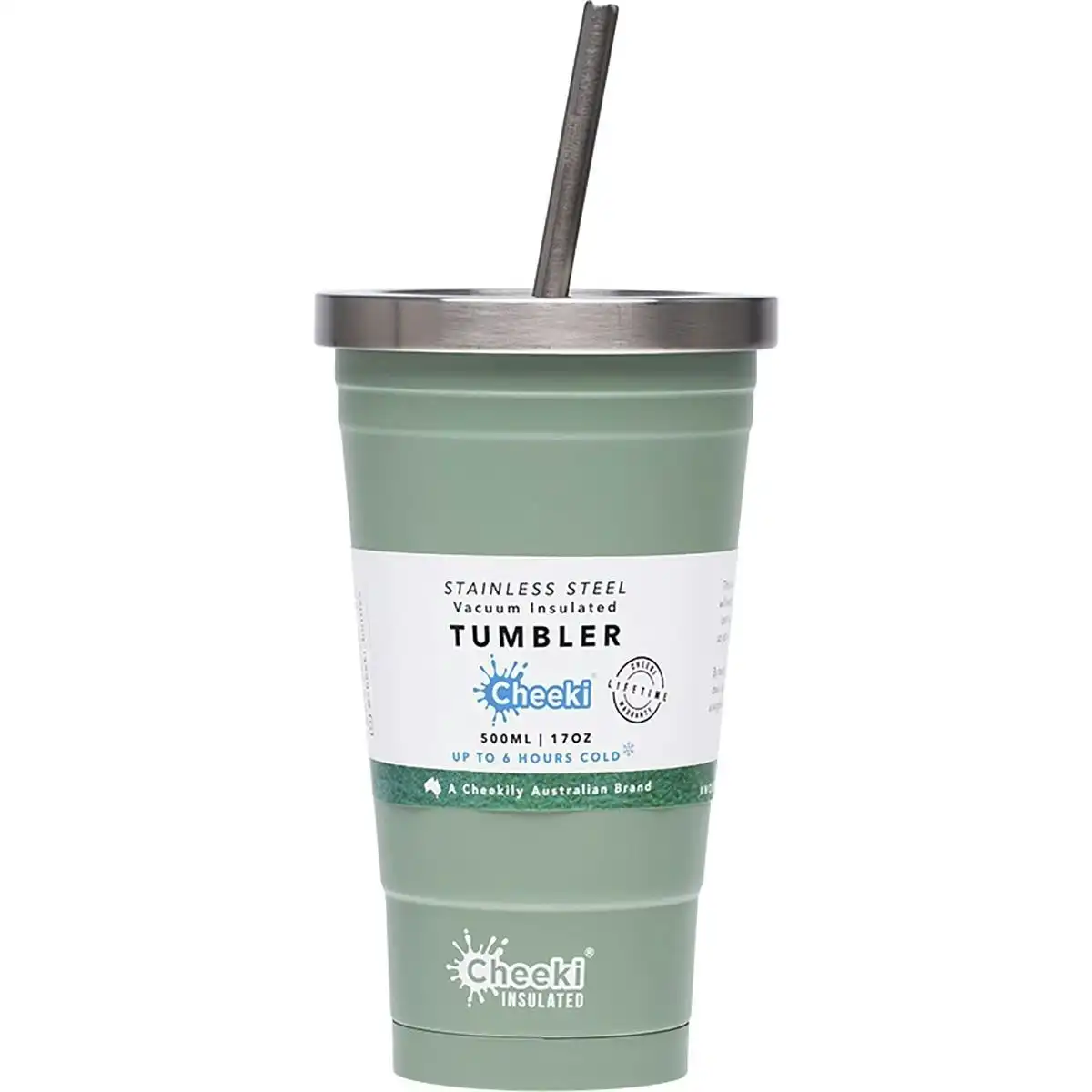 Cheeki Insulated Tumbler Pistachio - With S/Steel Straw 500ml