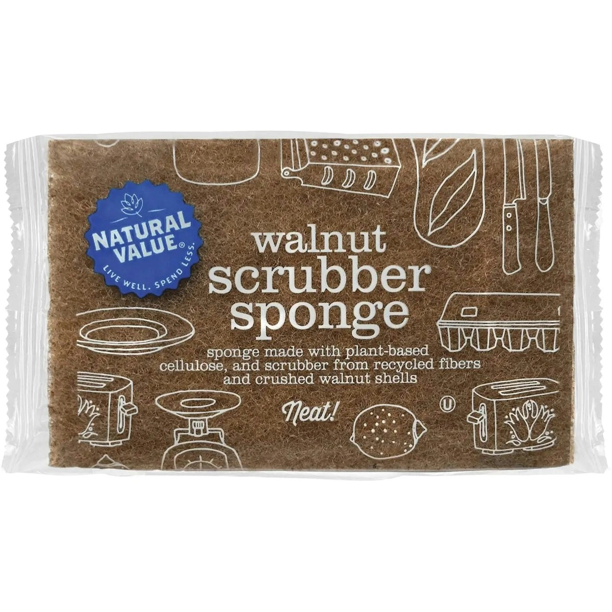 Natural Value Walnut Scrubber Sponge 1