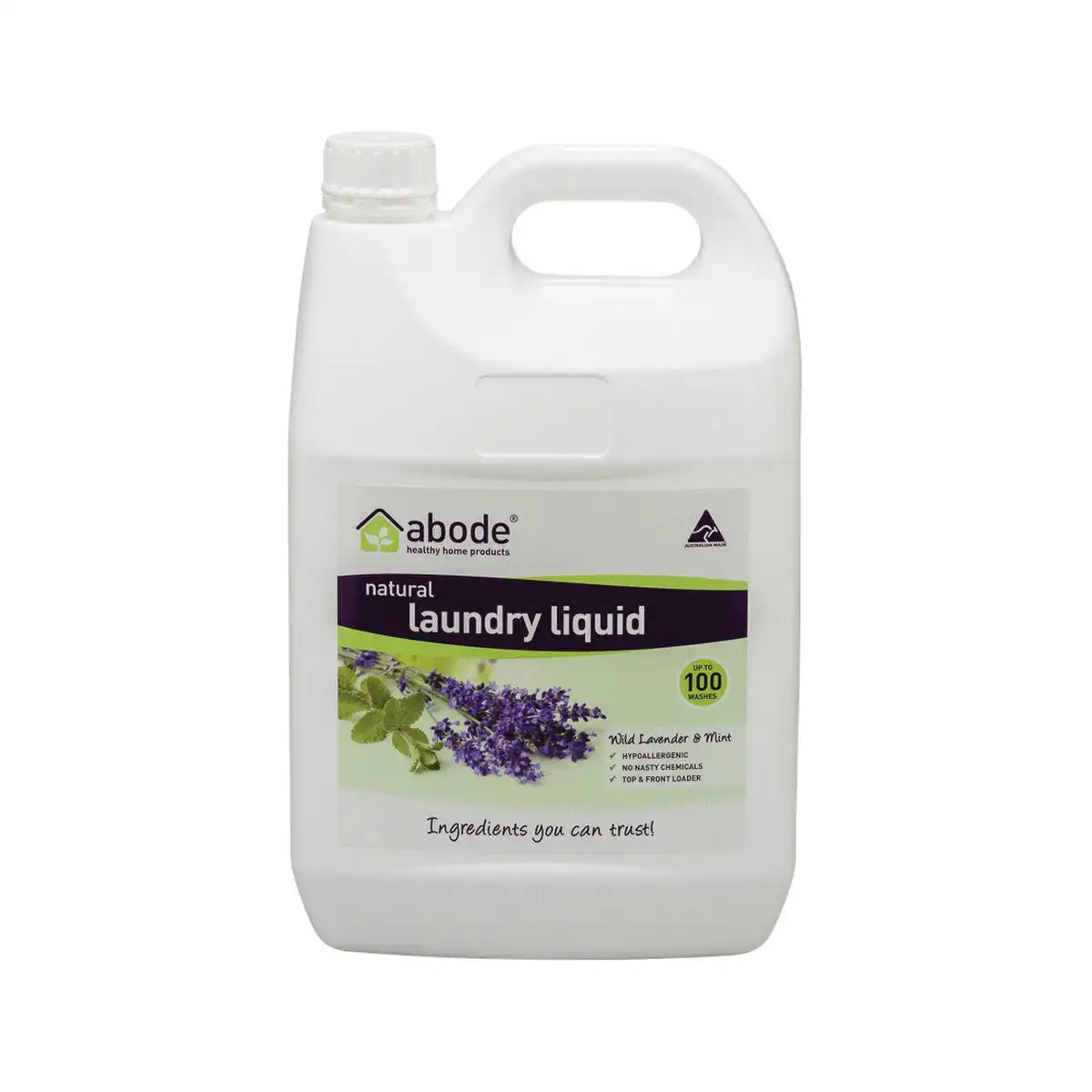 Abode Laundry Liquid (Front & Top Loader) Wild Lavender & Mint 4 Litres