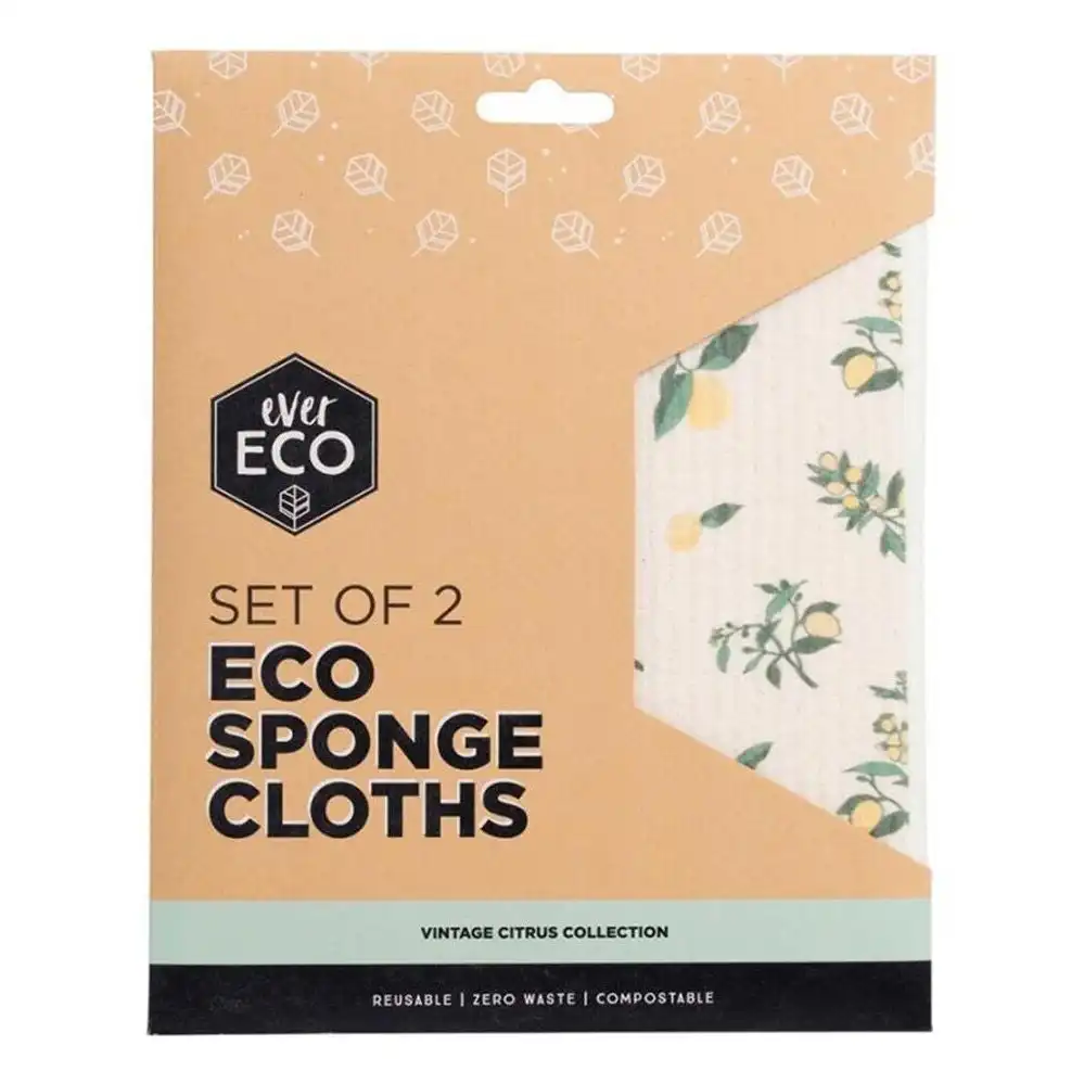 Ever Eco Eco Sponge Cloths Vintage Citrus Collection X2