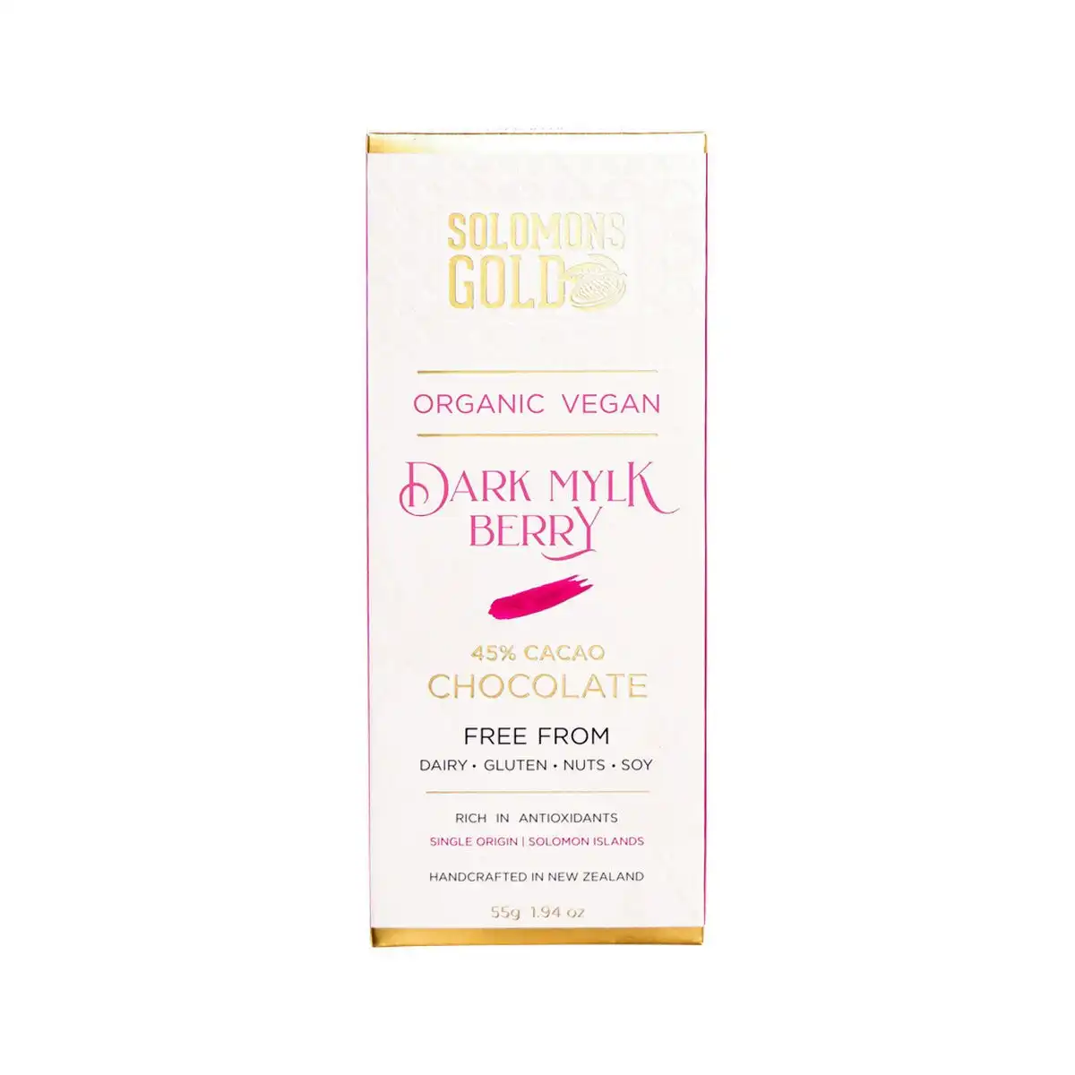 Solomons Gold Organic Vegan Dark Mylk Berry Chocolate (45% Cacao) 55g