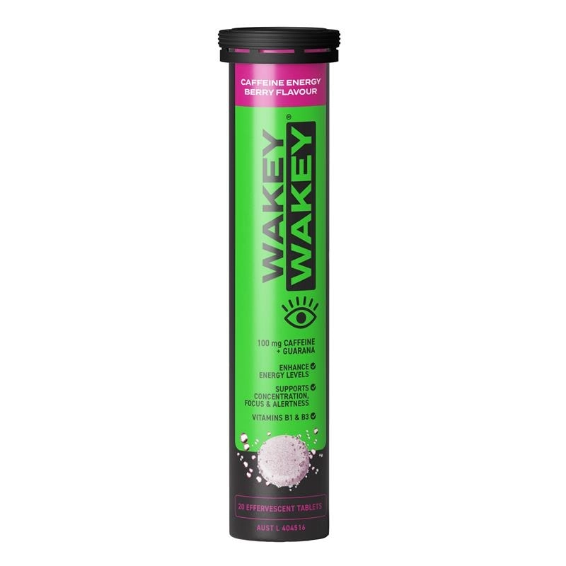 Wakey Wakey Caffeine Effervescent Berry Flavour 20 Tablets