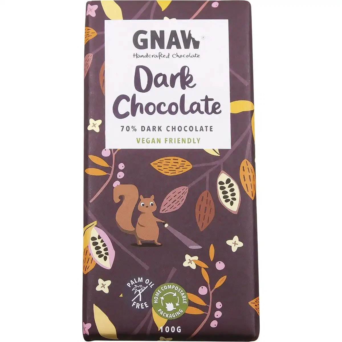 GNAW CHOCOLATE Handcrafted Dark Chocolate 70% 100g 12PK