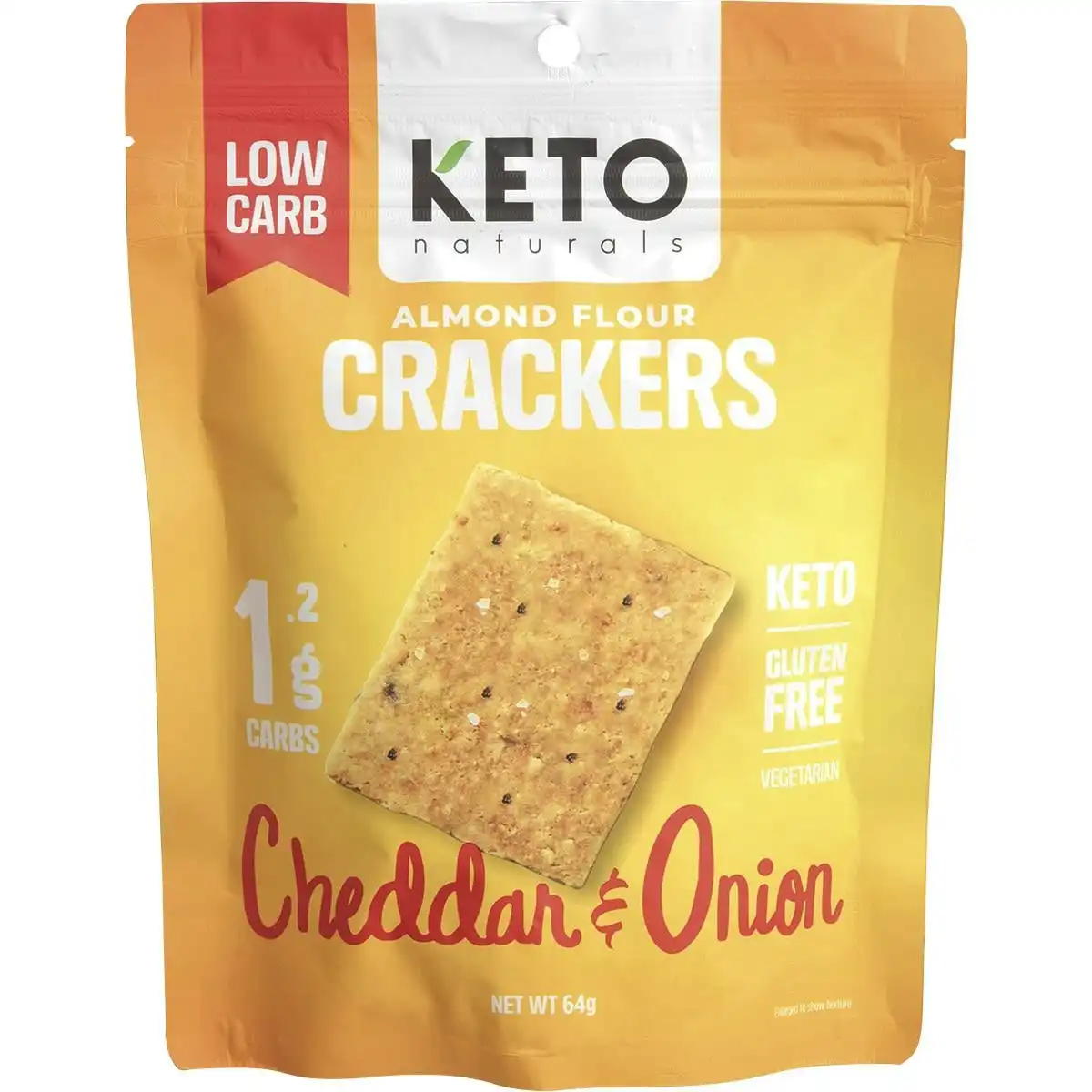 Keto Naturals Almond Flour Crackers Cheddar & Onion 8x64g