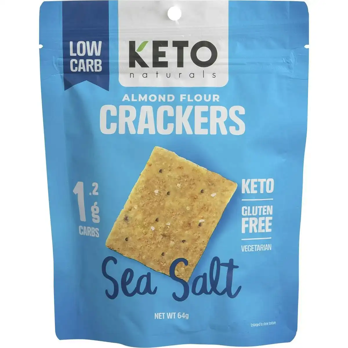 Keto Naturals Almond Flour Crackers Sea Salt 64g 8Pk