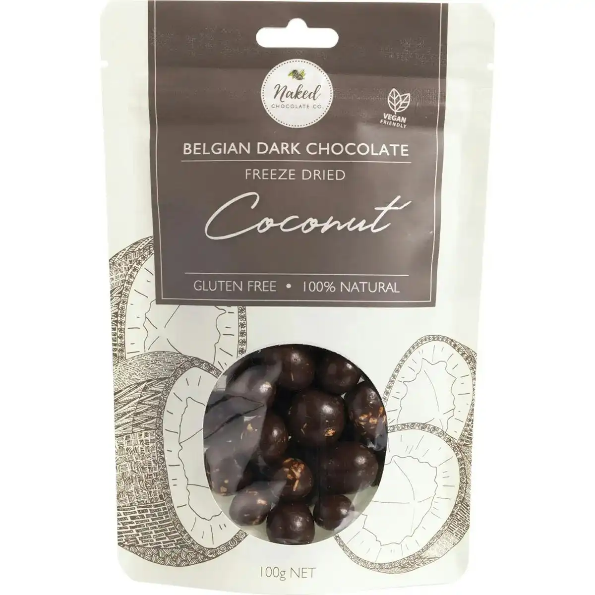 Naked Chocolate CO Freeze Dried Coconut Dark Chocolate 100g