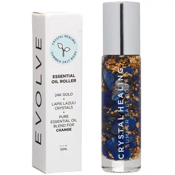 SUMMER SALT BODY Essential Oil Roller With 24K Gold Evolve - Lapis Lazuli Crystals 10ml