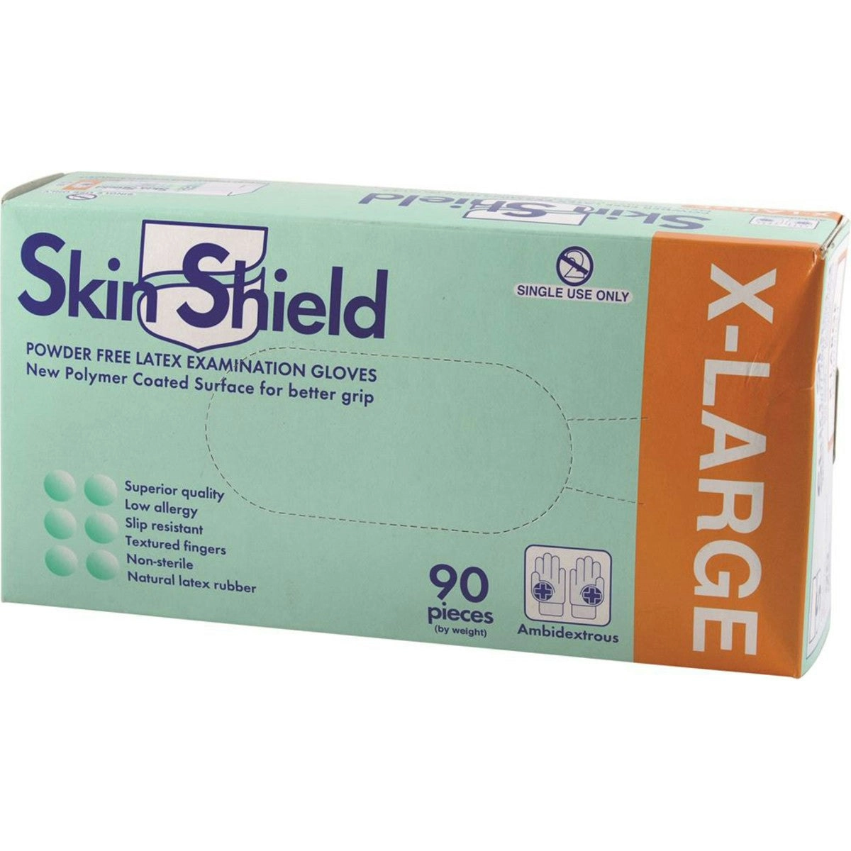 Skin Shield Latex Gloves Powder Free X Large x 90 Pack