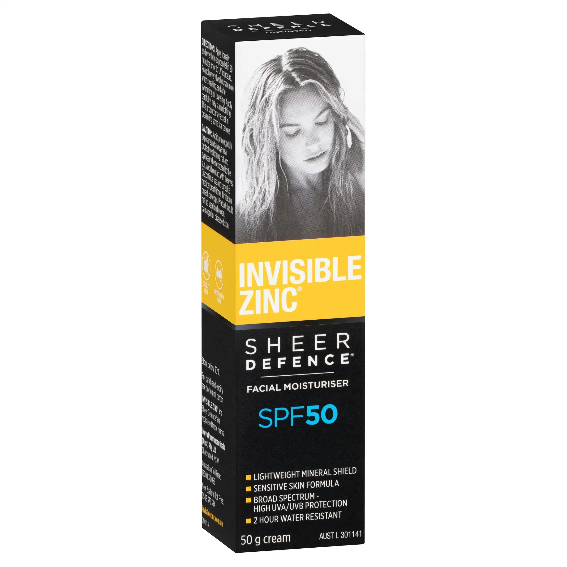 Invisible Zinc SPF 50+ Sheer Defence Facial Moisturiser 50g