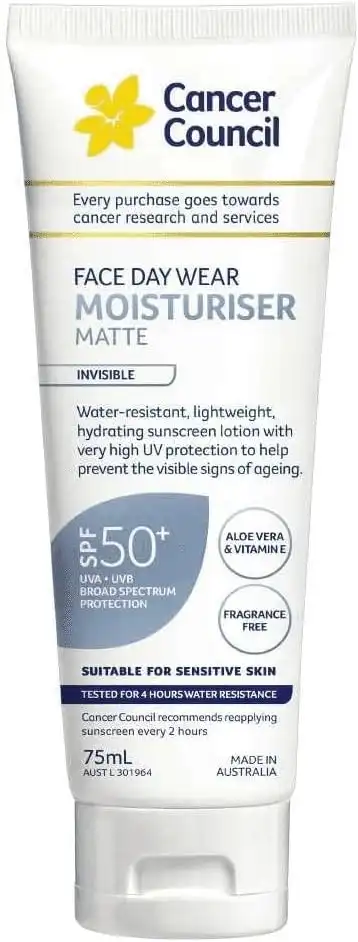 Cancer Council Face Day Wear Moisturiser Matte Invisible SPF50 75ml