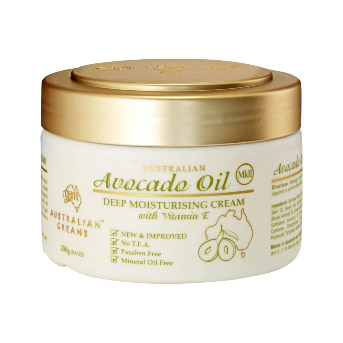 Australian Creams MkII Avocado Oil Deep Moisturising Cream With Vitamin E 250g