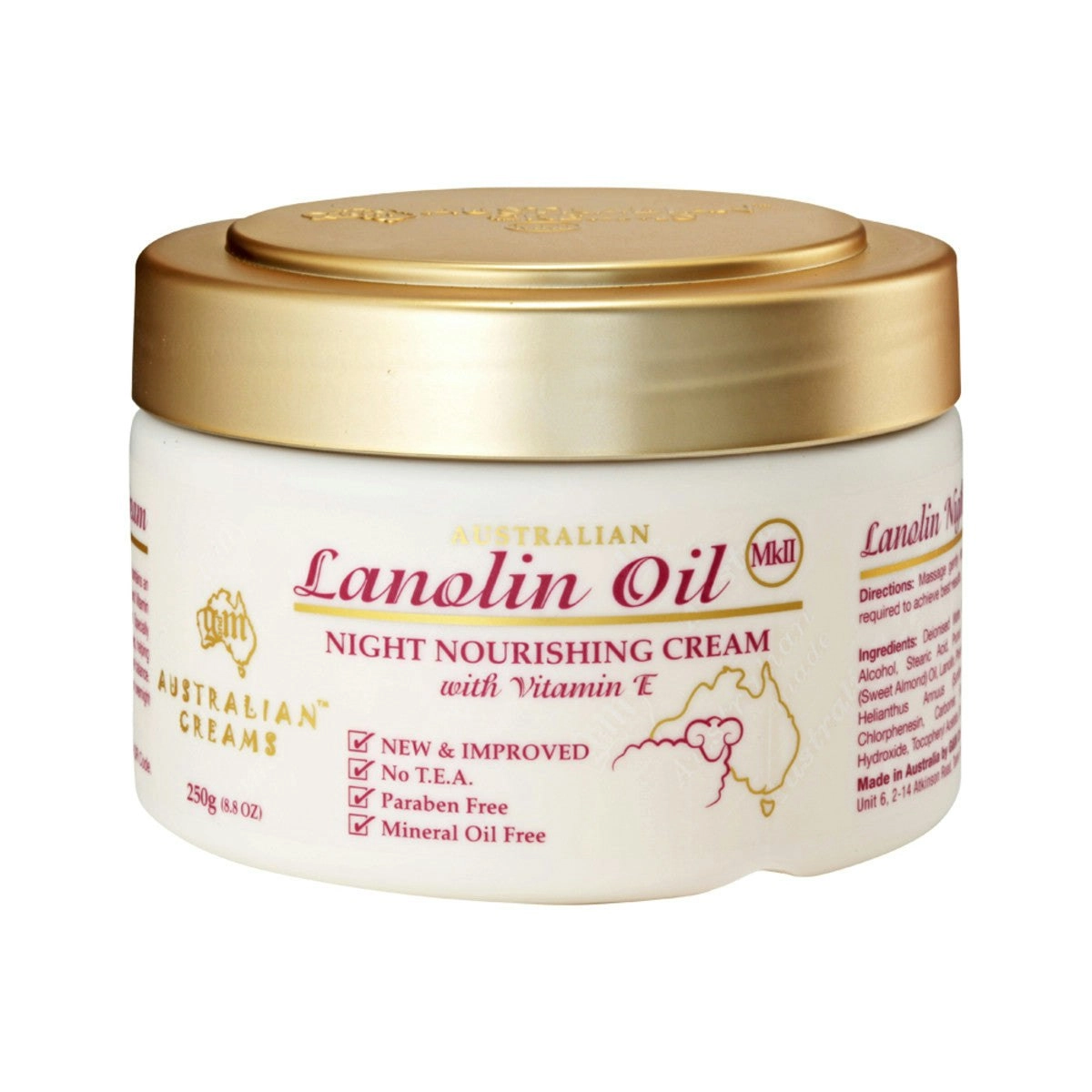 Australian Creams MkII Lanolin Oil Night Nourishing Cream With Vitamin E 250g