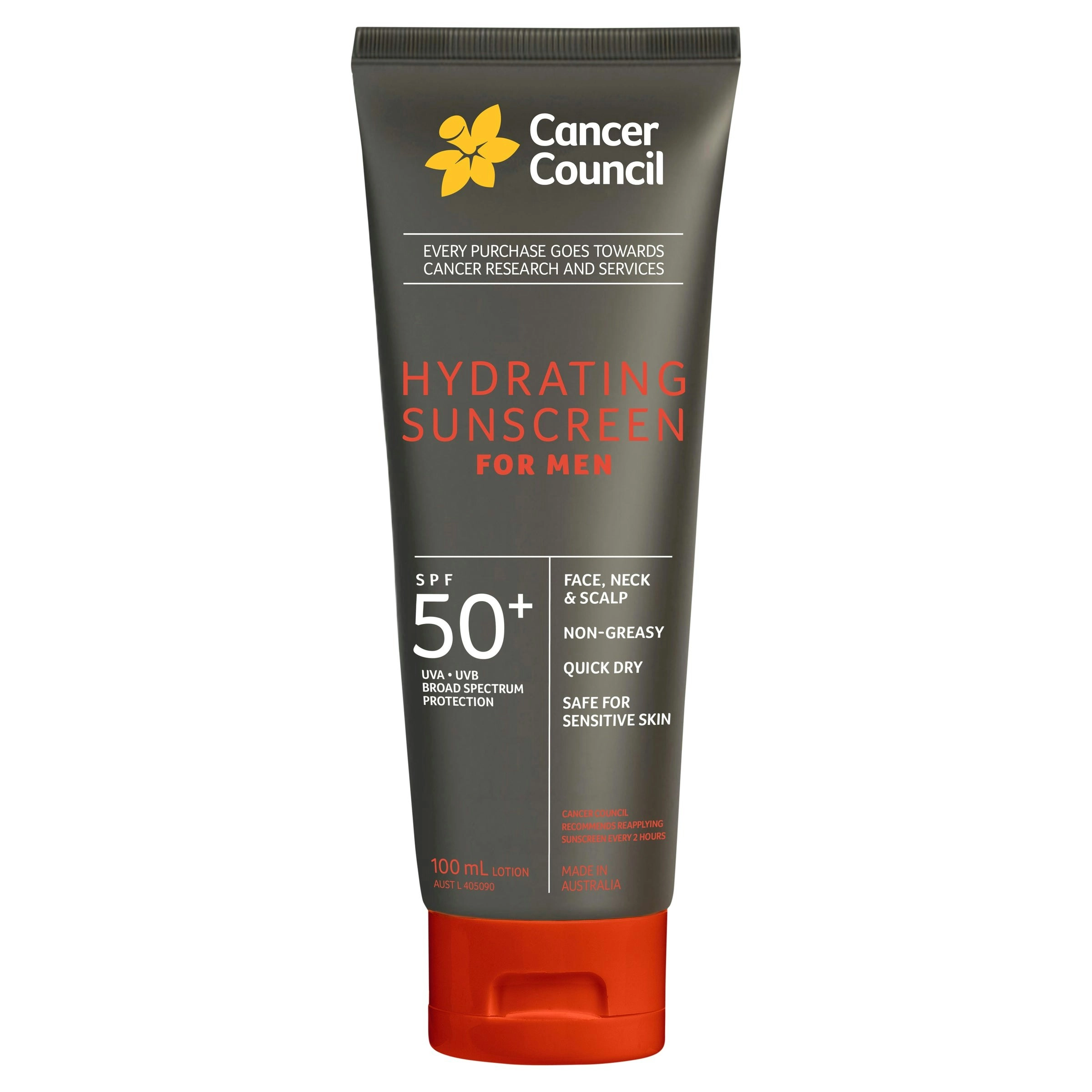 Cancer Council Hydrating Sunscreen for Men SPF50+ 100ml