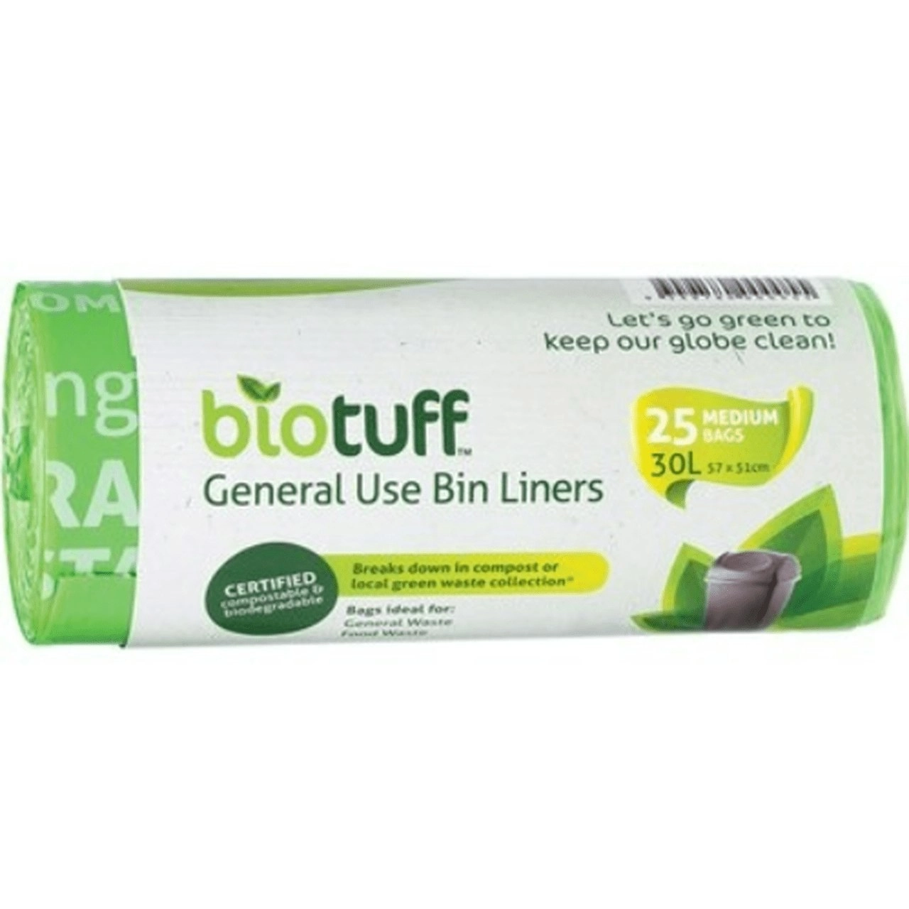 Biotuff General Use Bin Liners Medium Bags - 30 Litres x 25