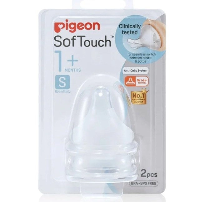 PIGEON Softouch Peristaltic Plus Teat S 1 month plus 2pcs