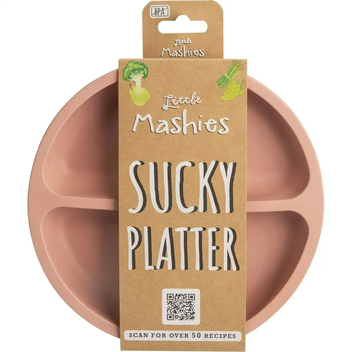 Little Mashies Silicone Sucky Platter Plate Blush Pink 1