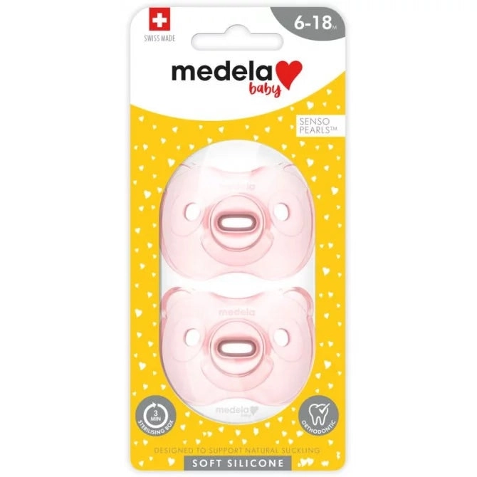 Medela Plus With Steribox Soft Silicone Soother 6-18 Months Pink 2 Pack